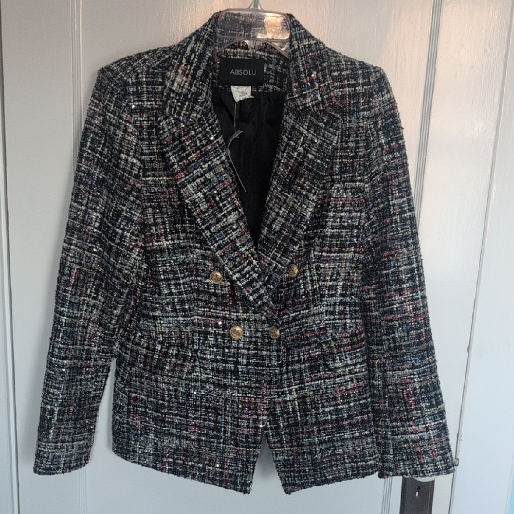 Absolu Luxury Women's Tailored Multicolor Tweed Blazer size 40 / M to L